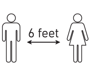 icon representing two people remaining socially distant